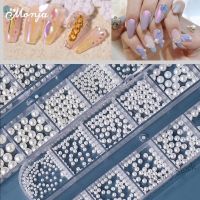 【hot sale】 ☇ B50 Monja 2 Styles White Nail Art Pearl Nail Accessories Mix Multi-size Plastic Beads Jewelry 3D DIY Manicure Decorations