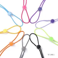 Candy-Colored Elastic Hanging Neck and Windproof Rope Adjustable cket Chain Double Buckle Pu Leather Anti-Lost Fashion Accessories-YIMI