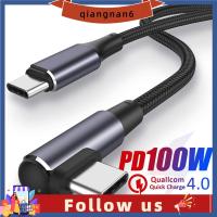 QIANGNAN6แล็ปท็อปสายข้อมูลชาร์จเร็ว4.0ชาร์จเร็ว PD 100W มุมขวา USB C กับสายเคเบิล USB Type C