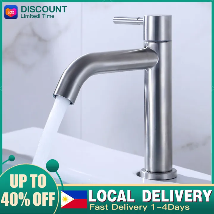 Silver SUS304 Stainless Steel Bathroom Wash Sink Single cold faucet,18 ...