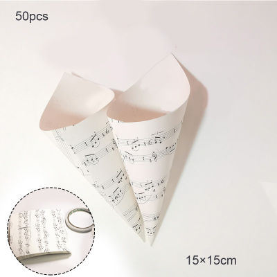 50pcsSet Retro Kraft Paper Wedding Confetti Cone Tray Petal Holder Birthday Candy Stand New Year Party Decoration Bridal Shower