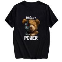 Cloocl Pure Cotton T-Shirt Fashion Summer Bear And Robot T-Shirt 3D Printed Men For Shirts Tops Funny Cotton Black Tees 【Size S-4XL-5XL-6XL】