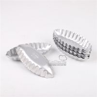 【hot】 (10pcs/lot) 9.7cm long fluted edge little boat shape anodising aluminium alloy egg tart moulds cupcake liners cake baking pan ！ 1