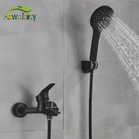 Black or Chrome Bathroom Shower Faucet ABS Plastic Handheld Brass Mixer Hot Cold Bathtub Mixer Tap Wall Mounted