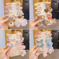 [COD] Korean-style bear plush cute hair clip female headdress childrens autumn and winter bow bangs girl hairpin