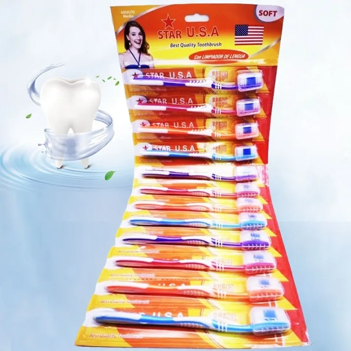HS 12pcs/pack Star USA soft Toothbrush Lazada PH