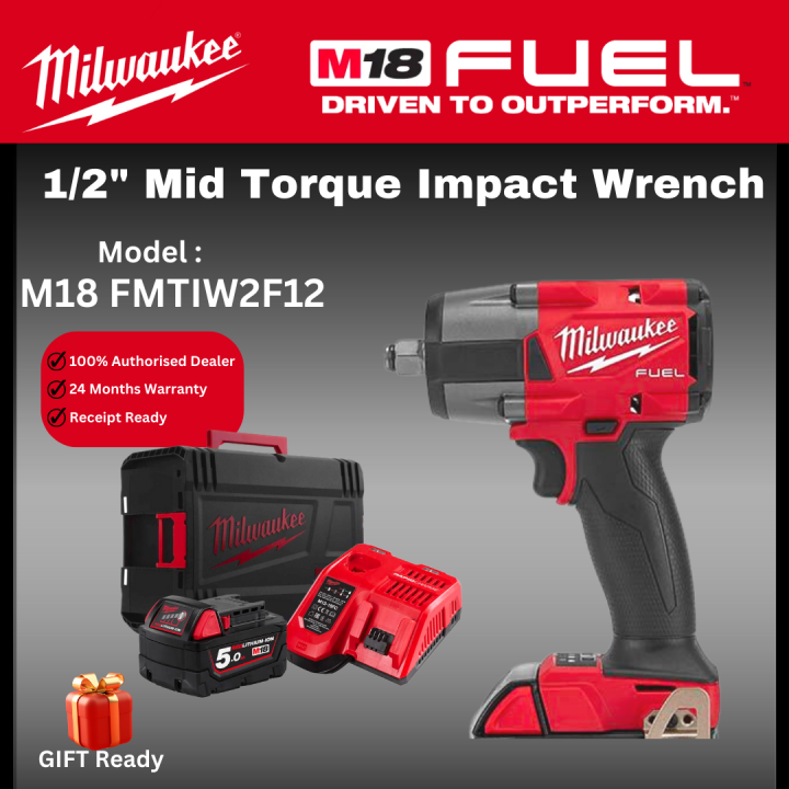 Milwaukee M18 1/2" Mid Torque Impact Wrench Set / FMTIW2F12 / Impact