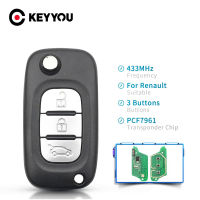 KEYYOU 23ปุ่ม433เมกะเฮิร์ตซ์ PCF7961ชิป FSK รถ Remote Flip Key สำหรับ Renault Scenic III Megane III Fluence 2009-2015 VA2ใบมีด Fob