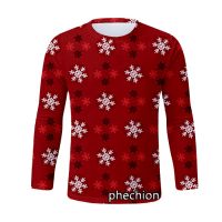 2 Phechion เสื้อยืดแขนยาวพิมพ์ลาย3D สำหรับผู้ชาย/ผู้หญิง,เสื้อยืดแฟชั่นลายคริสต์มาสฮิปฮอปเสื้อฤดูร้อน S01