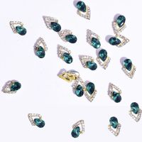 10-PCs Drop Shape Nail Diamond for DIY Art Rhinestones Triangle Crystal Nail Gems Stone Green/Blue/Clear Nail Diamonds JE45-26E