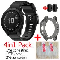 【CW】 For Garmin fenix 6 6X Pro solar strap smart watchband Quick fit silicone bracelet case cover 6x glass screen protector