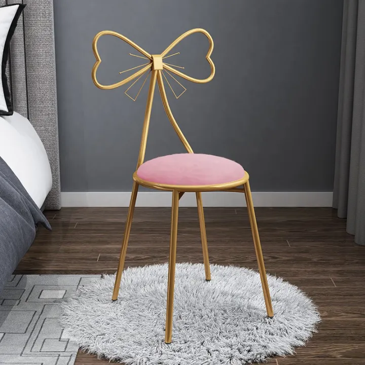 Pink Makeup Vanity Chairs for Bedroom Cute Butterfly Stool Chair Dining ...