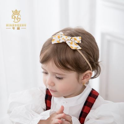 [COD] Niansheng childrens hair accessories 8-piece set ins flesh-colored nylon fine band fabric bowknot newborn ring