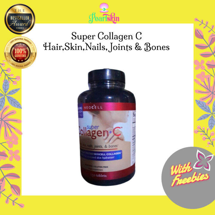 PEARL SKIN NeoCell Super Collagen Type 1 and 3 plus C Tablets, Bottle