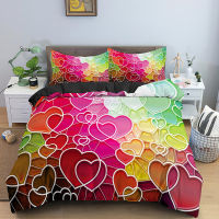 Valentines Day Wedding Flower Bedding Set 23 Pcs Luxurious Rose Love Heart Duvet Cover Pillowcase SingleTwinQueenKing Size