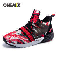 ONEMIX Original 2021 Mens High Shoes Breathable Boy Sport Slip-On Sneakers Athletic Boots Increasing Height Print Sports Shoes