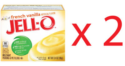 พุดดิ้ง ออริจินอล พุดดิ้ง วานิลลา Pudding-vanilla Flavour by Jello Brand น้ำหนักสุทธิ 96 กรัม (จำนวน 2 กล่อง) นำเข้าจากอเมริกา อร่อยง่ายๆ ผลิตภัณฑ์สำหรับทำขนมพุดดิ้ง รสวานิลลา เป็นขนมหวานเพื่อสุขภาพ ควบคุมน้ำหนัก เติมผลไม้ สตอรเบอร์รี่ ส้ม