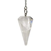 100-Unique Silver Plated Natural Healing Crystal Quartz Hexagon Pyramid Reiki Pendulum Pendant Chakra Amulet Jewelry