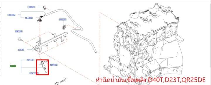 หัวฉีดน้ำมันเชื้อเพลิง NISSAN NAVARA D40T , D23T , QR25DE 16600-EA00A ...