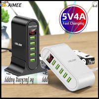 AIMEE สากลสากลสากล ที่ชาร์จโทรศัพท์มือถือ 5พอร์ต ฮับที่ชาร์จ USB แท่นชาร์จไฟ ตัวแปลงไฟฟ้า แท่นชาร์จแบบชาร์จได้