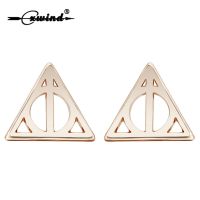 Cxwind Fashion Punk Man Made Faux Geometric Earring Simple Deathly Hallows Luna Triangle Stud Earrings for Women Girl Fan Bijoux