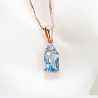 YEZOXA 1Ct Genuine Sky Blue Topaz 925 Sterling Silver Pendant Necklace For Women Without Chain