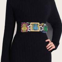 【YF】 Luxury Fashion New Elastic Waist Womens Snake Widened Sweater Retractable Belts for