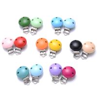 50Pcs Colorful Baby Pacifier Clip Round Wood Soother Clasp For Nipple Holder Teether Jewelry DIY Baby Dummy Chain Clip Wholesale Clips Pins Tacks