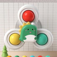 3PCS Baby Cartoon Suction Cup Fidget Spinner Toys Colorful Animal Gyro Educational Toy Fingertip Bath Toys For Boys Girls Gift