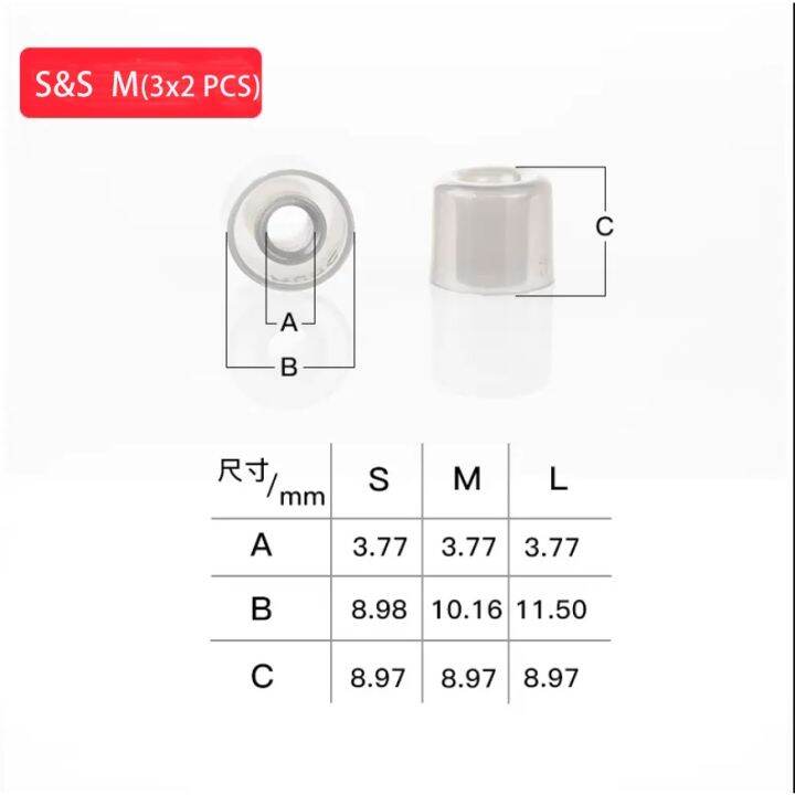 dunu-s-amp-s-เวที-amp-สตูดิโอ-ซิลิโคนปลายหู-l-m-s-3คู่-สำหรับ-dunu-titan-s-kima-talos