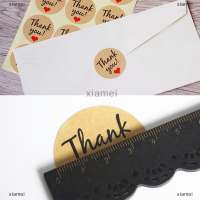 xiamei 60PCS kraft Paper Love Heart "ขอบคุณ" สติกเกอร์ตกแต่งการอบปิดผนึก