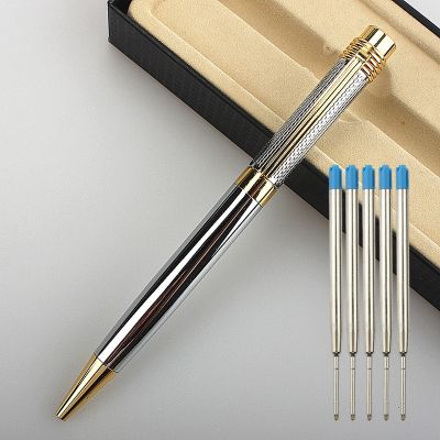 high quality Stainless Steel Metal Gel Pens 0.7mm Fine Point Black ink Ballpoint Signature Pen 0.7mm Nib Refills