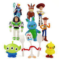 9pcs รูป Woody Buzz Lightyear forky JESSIE Bo Peep Bunny Ducky bullseye Horse Squeeze Ali ของเล่น