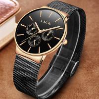 2022 Watches Women Super Slim Mesh Stainless Steel LIGE Top Brand Luxury Casual Quartz Clock Ladies Wristwatch Relogio Feminino