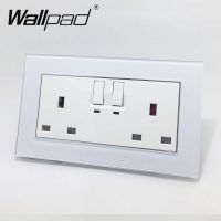 【support】 kgcwmw 146 13A คู่สหราชอาณาจักรเปลี่ยนซ็อกเก็ต Wallpad แผงกระจกคริสตัล110โวลต์-250โวลต์146*86มิลลิเมตรสหราชอาณาจักรมาตรฐานผนังซ็อกเก็ตเสียบเต้าเสียบไฟฟ้า