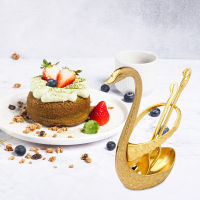 7Pcs Swan Fruit Base Holder Forks Set Stainless Steel Salad Dessert Forks Coffee Spoon Cake Tableware Zero Waste Talher Flatware