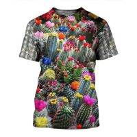 Xzx180305 fashion 3D all over printed cactus T-shirts summer hip hop style streetwear