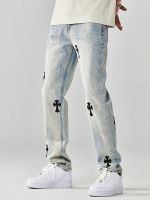 High Quality Chrome Heart Thin Jeans Mens Light Loose Light Color Trousers