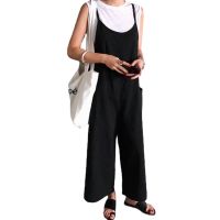 Ready Stock Korean ins Summer Vintage Western Style Age-Reducing Slimmer Look Versatile Casual Black Wide-Leg Overalls Loose Jumpsuit