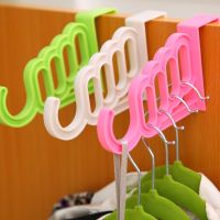 Multi-Function Home Accessories Foldable Clothes Hanger Drying Rack 5 Hole Suit Bathroom Door Plastic Organizer Door Hooks