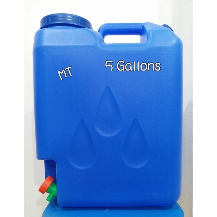 SLIM WATER CONTAINER /5 Gallons with faucet /SLIM Blue Container ...