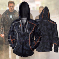 【Ready stock】2023 New StyleAvengers32 Iron32 Man Tony Stark32 Zip Up Hoodie Long Sleeve Jacket{trading up}