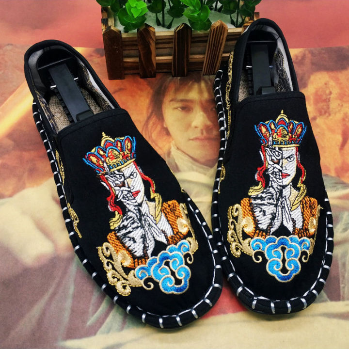 เก่าปักกิ่งรองเท้าผ้าเย็บปักถักร้อยดอกไม้สังคมผู้ชายชายแตะ-gommino-นักเรียนรองเท้าลำลองแฟชั่นแห่งชาติสไตล์จีน