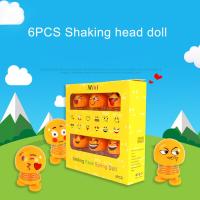 6 Pcs/Set Cute Emoji Mini Shaking Head Dolls Funny Laughing Crying Smile Face Springs Dancing Toys Car Decor Auto Ornaments