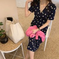 M-3XL daisy floral korean women ladies chiffon short sleeve summer v neck maxi dress