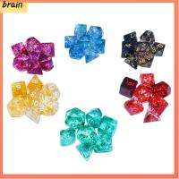 BRAIN 7Pcs/set โปร่งใสโปร่งใส ลูกเต๋า DND 7-Die Table Game D4 D6 D8 D10 D12 D20 ลูกเต๋าเกม ทนทานต่อการใช้งาน อะคริลิค ลูกเต๋าหลายด้าน TRPG DND