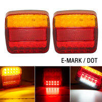 2 x Rear Tail Lights Brake Stop Indicator Lamp License Number Plate Waterproof Reflector 12V Universal for Trailer Van Truck