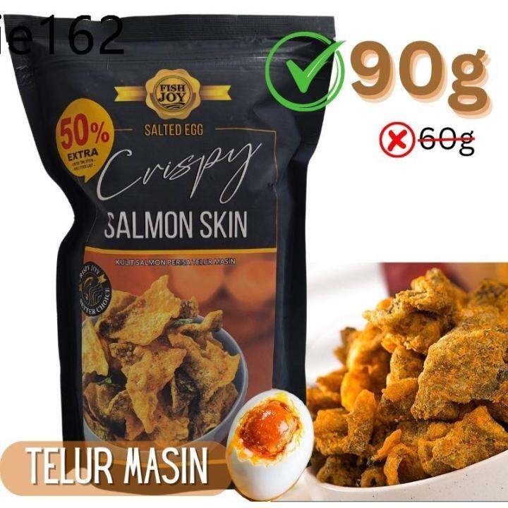 Delicious ♙Salmon Fish Skin Snack Salted Egg HALAL 90g☝ Lazada