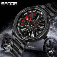 2021Men Fashion Hot Sell Car Rim Wristwatch 360 Degree Rotating Wheel Rim Dial Watches Stainless Steel Waterproof Sport Quartz Clock