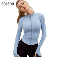 SOISOU Women Tight Sport Yoga Coat Zip Long Sleeve Fitness Gym Cycling Women S Spring Jacket Running Workout Clothes Activewear...